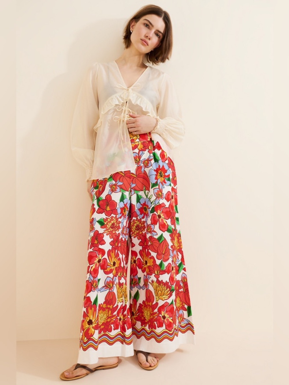 Farm Rio x Anthropologie Floral Linen Pants Women’s M - Picture 5 of 16